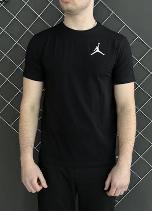 Комплект 3 в 1 демисезонный спортивный костюм jordan черная кофта на молнии + черные брюки (двонитка) + футболка черная jordan5 фото
