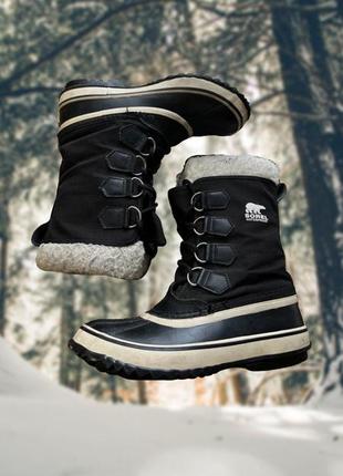 Шкіряні чоботи снігоходи sorel waterproof hand crafted natural rubber оригінальні високі чорні з хутром