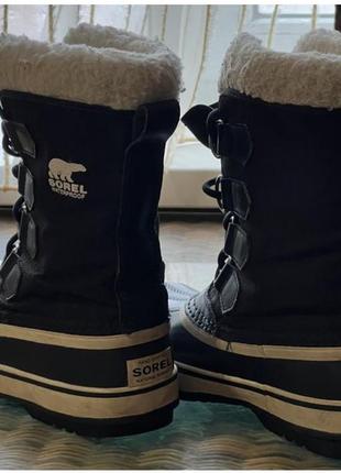 Шкіряні чоботи снігоходи sorel waterproof оригінальні високі чорні з хутром3 фото