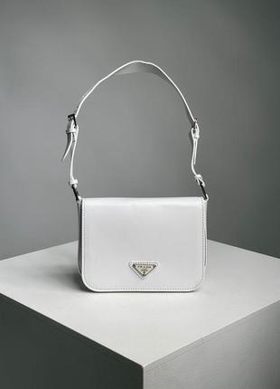 Женская сумка prada brushed leather  отличный подарок прада белая9 фото