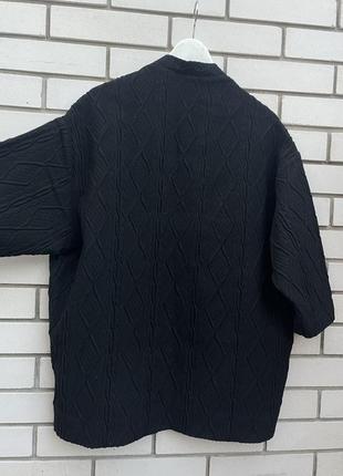 Фактурный черный жакет-кимоно,пиджак, блейзер, кардиган massimo dutti7 фото