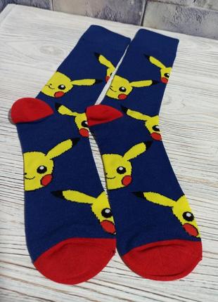 Pikachu шкарпетки високі, для підлітків та чоловіків, высокие носки пикачу для мужчин, оригинальные носочки для детей пикачу.5 фото
