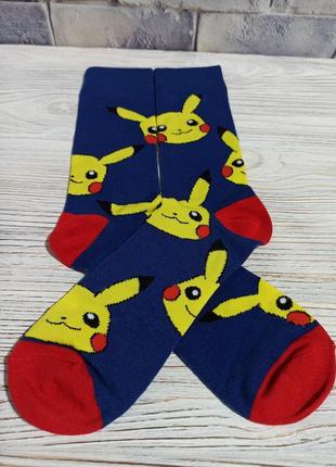 Pikachu шкарпетки високі, для підлітків та чоловіків, высокие носки пикачу для мужчин, оригинальные носочки для детей пикачу.2 фото