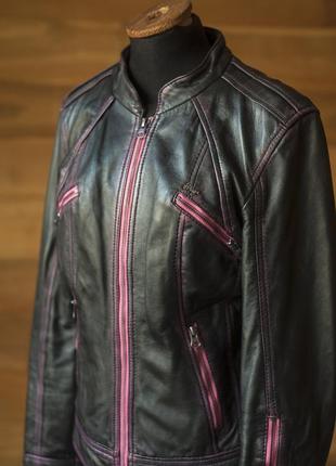Байкерская черная кожаная женская куртка mage, размер s, m3 фото