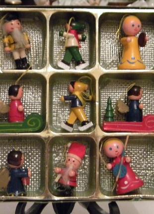 Набор деревянные винтажные ёлочные игрушки №6