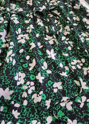 Натуральное зеленое ярусное миди платье9 фото