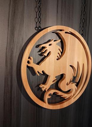 Вогняний дракон. подвесной декор на стену огненный дракон. 2024 год деревянного дракона.5 фото