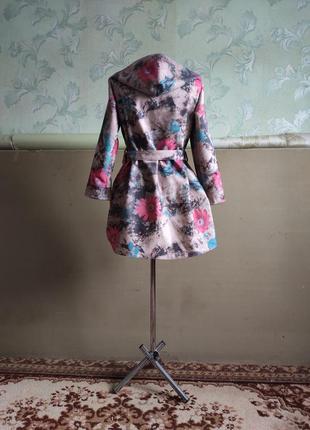 Кашемировое пальто с капюшоном, цветы хризантемы9 фото