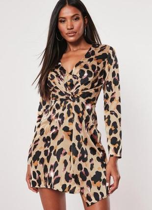 Сукня атласна в леопардовий принт асиметрія