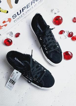 Superga оригинал черные утепленные замшевые кеды3 фото