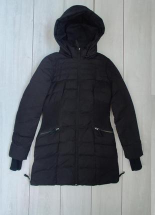 Женское теплое черное зимнее коттоновое пальто куртка пуховик s