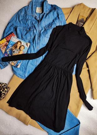 Asos асос платье чёрное под горло свободное оверсайз с длинным рукавом трикотажное базовое5 фото