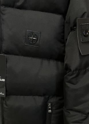Мужская зимняя куртка stone island черная до -25*с теплая пуховик стон айленд с капюшоном (bon)4 фото