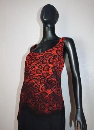 Стильное комбинированное платье черно-терракотовое в змеином принте от mint velvet l2 фото