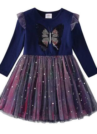 Детское нарядное праздничное платье с пайетками бабочка vikita для девочки 35412