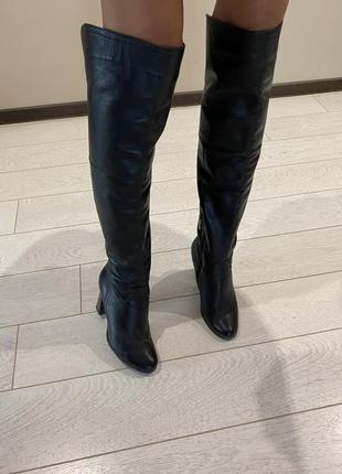 Стильные ботфорты натуральная кожа кожаные новая коллесапоги сапожки зима зимние мех модные скидки2 фото