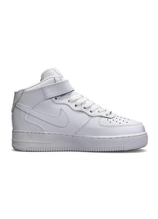 Женские зимние кроссовки nike air force 1 high белые высокие кожаные с мехом (bon)4 фото