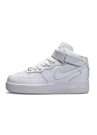 Жіночі зимові кросівки nike air force 1 high високі білі шкіряні з хутром (bon)