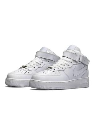 Женские зимние кроссовки nike air force 1 high белые высокие кожаные с мехом (bon)3 фото