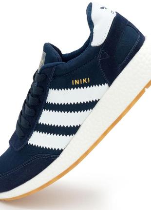 Кроссовки для бега adidas iniki runner синие с белым №2 41.3. размеры в наличии: 41.