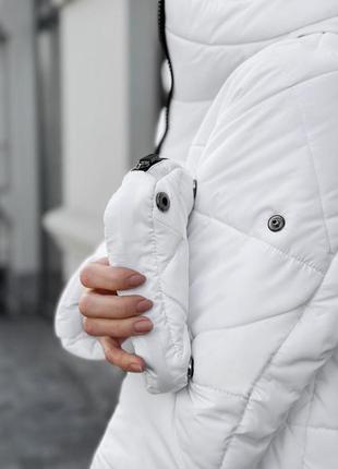 Женская зимняя парка белая до -25*с длинная куртка пуховик с капюшоном до колен (bon)3 фото