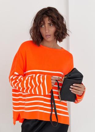 Яскравий помаранчевий жіночий светр oversize m-xl у смужку