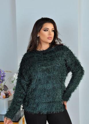 Нарядный женский свитер травка ❄️ большие размеры (батал)