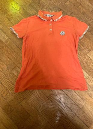 Moncler оранжевая мужская рубашка нашивкой-логотипом поло детский
