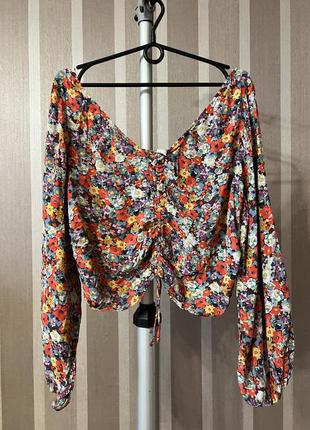Блуза h&amp;m в цветочек вискоза xl5 фото
