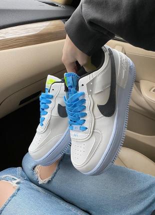 Кроссовки nike air force shadow white/blue2 фото