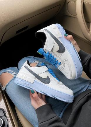 Кроссовки nike air force shadow white/blue3 фото