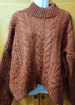 Брендовый теплый объемный свитер меланж р. l от new look premium5 фото