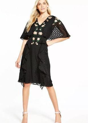 Шикарна сукня міді з вишивкою nui very розмір 14/16