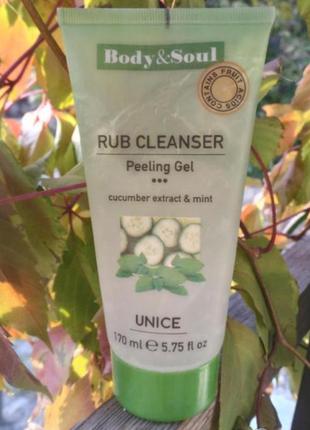 Гель пилинг скатка для лица огурец и мята rub cleanser body and soul unice юнайс турция4 фото