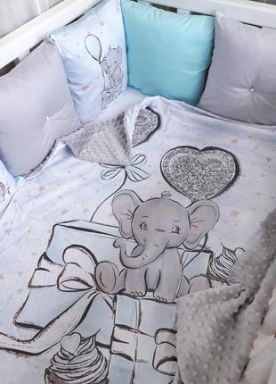 Бортики в дитячу ліжечко зі слоником5 фото