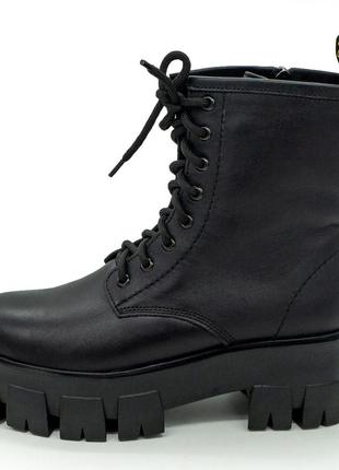 Зимние черные женские ботинки в dr. martens на платформе - 004 36. размеры в наличии: 36.1 фото