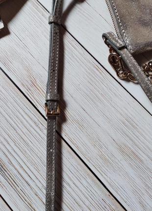 Шикарная серебристая кожаная сумка accessorize (оригинал)4 фото