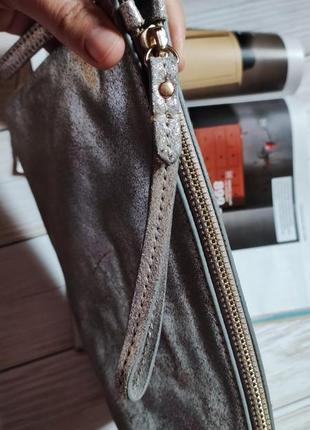 Шикарная серебристая кожаная сумка accessorize (оригинал)5 фото