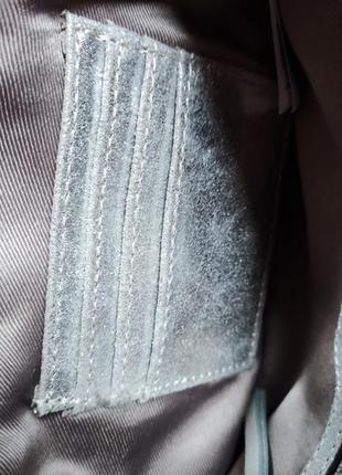 Шикарная серебристая кожаная сумка accessorize (оригинал)7 фото