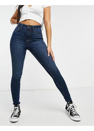 Темно-синие джинсы с высокой посадкой hollister skinny fit, w23 l30