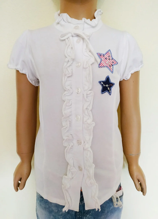 Блуза блузка белая нарядная летняя на девочку рост 86 турция