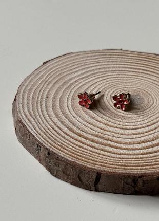 Серьги-гвоздики розовые цветочки