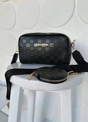 Черная практичная универсальная стильная качественная сумочка кроссбоди