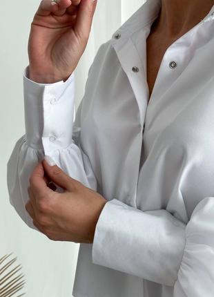 Стильна трендова жіноча сорочка (рубашка, блузка) біла та чорна4 фото