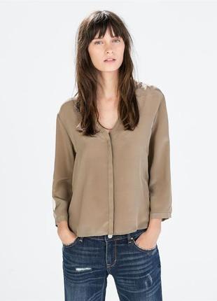 Zara basic блуза цвета капучино 100% шёлк2 фото