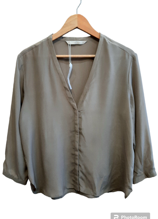 Zara basic блуза цвета капучино 100% шёлк8 фото