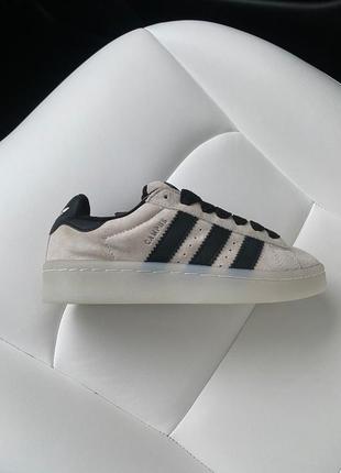 Кросівки жіночі чорні / бежеві замшеві adidas campus 00s aluminum core black