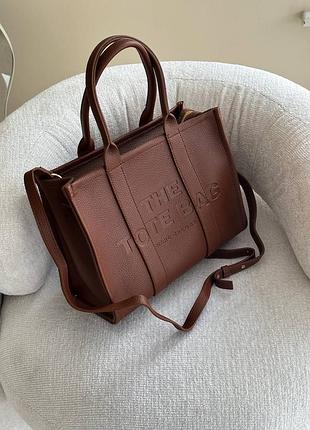 Сумка шоппер шоколад в стилі tote bag marc jacobs тот бег рижа