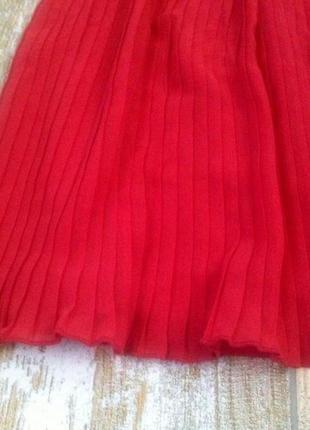 Стильная алая красна шифоновая плиссированная юбка плиссе в складку. большой размер. л-хл 48-506 фото