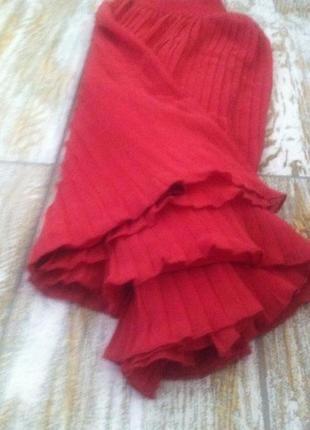 Стильная алая красна шифоновая плиссированная юбка плиссе в складку. большой размер. л-хл 48-502 фото